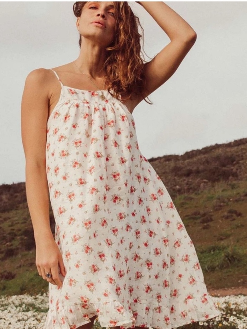 NWOT Oak Meadow prairie rose dress -off white and rose colored - XS